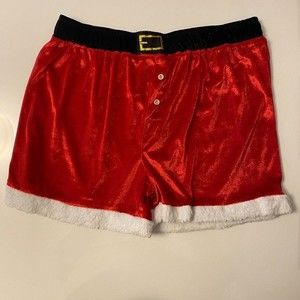 Mad Engine Men's Red Velour Christmas Boxer Shorts, size XL